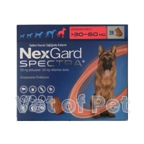 Nexgard Spectra XL 30 - 60 Kg ( 1 Kutu  3 Tablet İçermektedir ) SKT:09.2027 LÜTFEN AÇIKLAMAYI OKUYUNUZ!