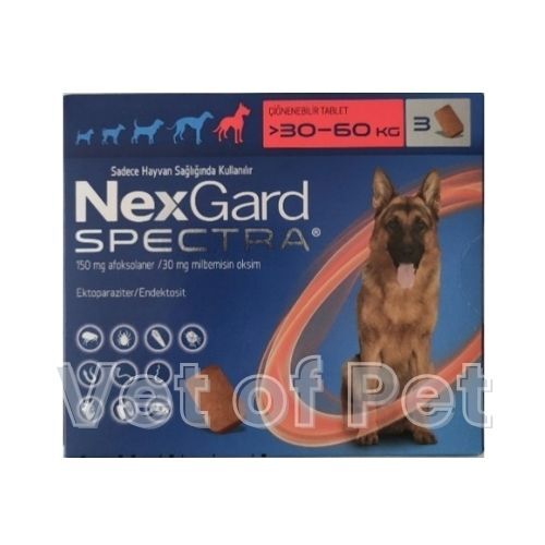 Nexgard Spectra XL 30 - 60 Kg ( 1 Kutu  3 Tablet İçermektedir ) SKT:09.2027 LÜTFEN AÇIKLAMAYI OKUYUNUZ!