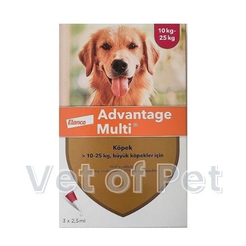 Advantage Multi Köpek 10-25 Kg İçin İç Dış Parazit Damlası 3 Pipet SKT:07.2027