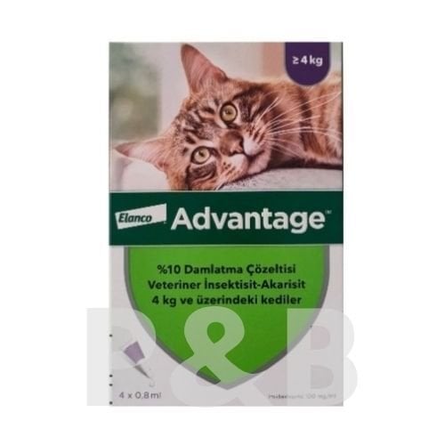 Advantage 4-8 Kg Kediler İçin Dış Parazit Ense Damla 0.8 Ml (1 Kutu 4 Pipet İçerir) SKT:11.2027