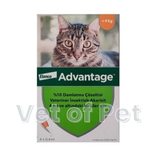 Advantage < 4 Kg Kediler İçin  0.4 Ml (1 Kutu 4 Pipet İçerir) SKT:12.2027