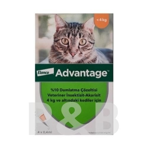 Advantage < 4 Kg Kediler İçin  0.4 Ml (1 Kutu 4 Pipet İçerir) SKT:06.2027