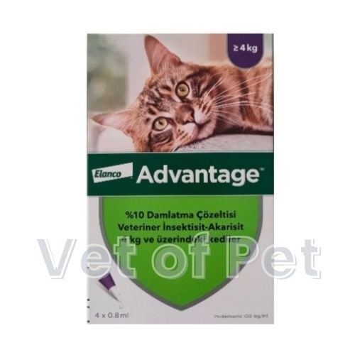 ADVANTAGE 4-8 Kg Kediler İçin  0.8 Ml (1 Kutu 4 Pipet İçerir) SKT:11.2027