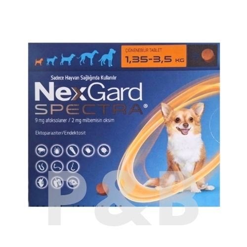 Nexgard Spectra  1.35- 3.5 Kg Köpekler İçin İç Dış Parazit 3 Tablet SKT:08.2027