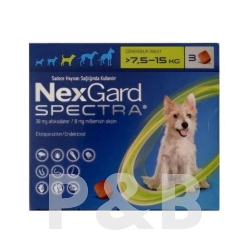 Nexgard Spectra 7.5-15 Kg Köpekler için İç Dış Parazit 3 Tablet SKT:09.2027