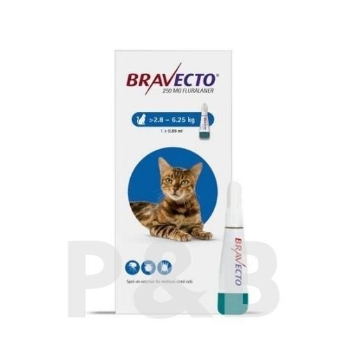 Bravecto Spot-On Kedi 250mg (2.8kg-6.25 Kg) 1 Pipet  SKT:07.2027