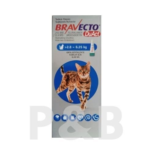 Bravecto DuAct Kedi 2.8-6.25 kg İçin Damla 0.89 ml 1 Tüp SKT:03.2028