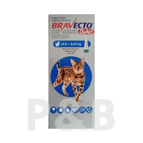Bravecto DuAct Kedi 2.8-6.25 kg İçin Damla 0.89 ml 1 Tüp SKT:03.2028