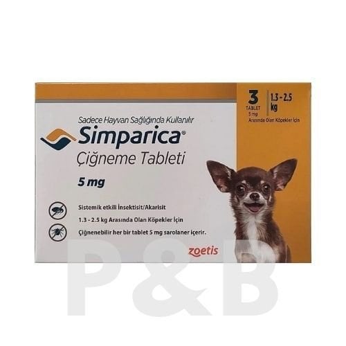 Zoetis Simparica Köpek 1.3-2.5 Kg İçin (3 Tablet) SKT : 06.2027