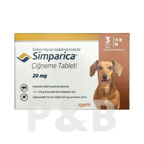 Zoetis Simparica Köpek 5-10 Kg İçin (3 Tablet) SKT  10. 2027