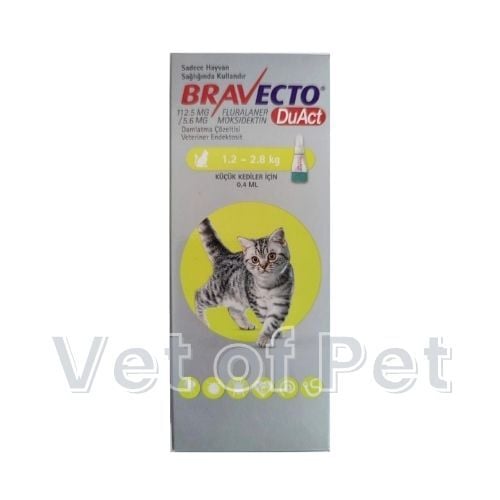 Bravecto DuAct Kedi 1.2-2.8 kg İçin Damla 0.4ml 1 Tüp  SKT:2028