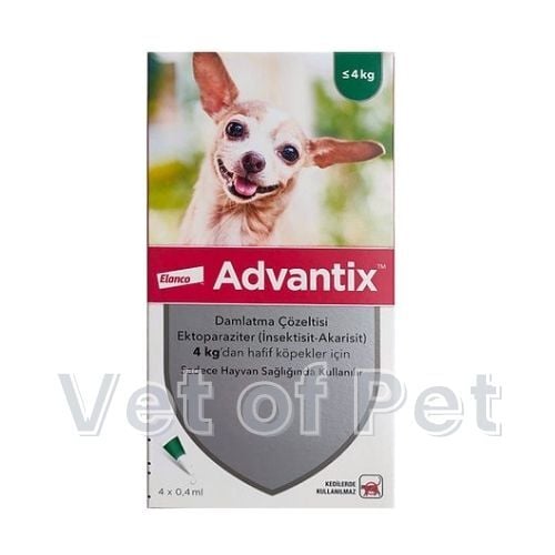 Elanco Advantix Köpek < 4 Kg İçin Damla 0.4ml (4 Pipet) SKT 10.2027