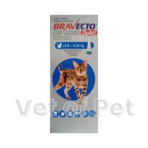 Bravecto DuAct Kedi 2.8-6.25 kg İçin Damla 0.89 ml 1 Tüp SKT 2028