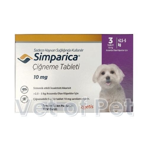 Zoetis Simparica Köpek 2.5-5 Kg İçin 3 Tablet ( SKT: 02.2027 )