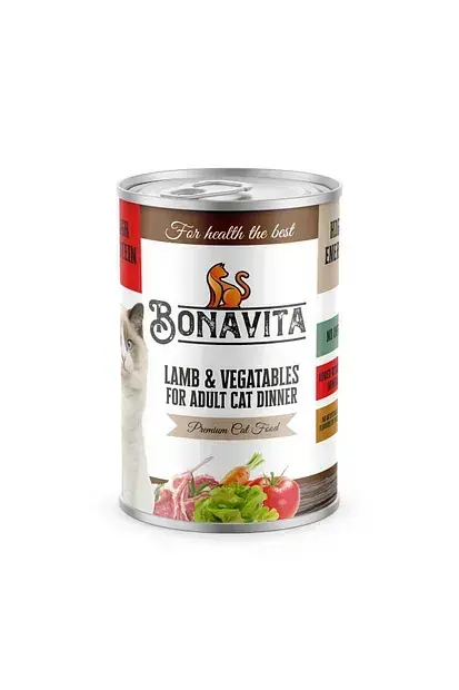 Bonavita Kuzu Etli Sebzeli Yetişkin Kedi Maması 400 gr 12 Adet (SKT:2029)