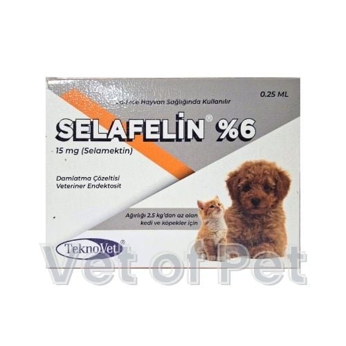 Selafelin 15 mg Damlatma Çözeltisi    ≤2.5 Kg  Yavru Kedi/Köpek (3 Pipet)  SKT:06.2027