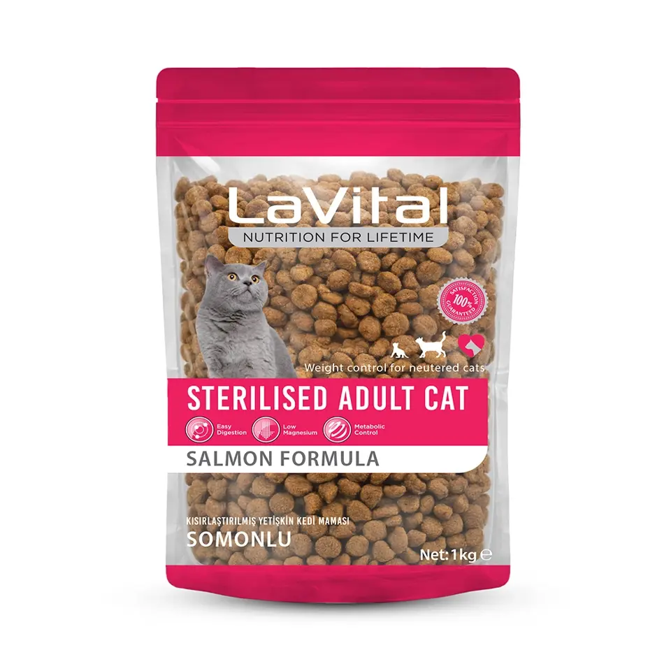 5 Paket LaVital Somonlu Kısırlaştırılmış (Sterilised) Yetişkin Kedi Maması 1 kg