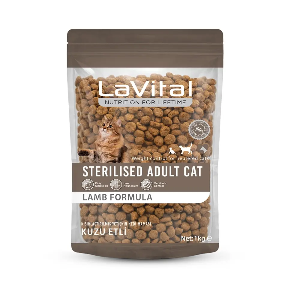 5 Paket LaVital Kuzu Etli Kısırlaştırılmış (Sterilised) Yetişkin Kedi Maması 1 kg